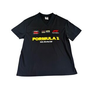 Formula 1 F1 Racing Jersey Shirt Black V-Neck Graphic Hybrid Apparel Large